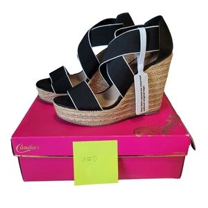 Candies Size 9 Wedge Black & White Shoe SHIPS TODAY